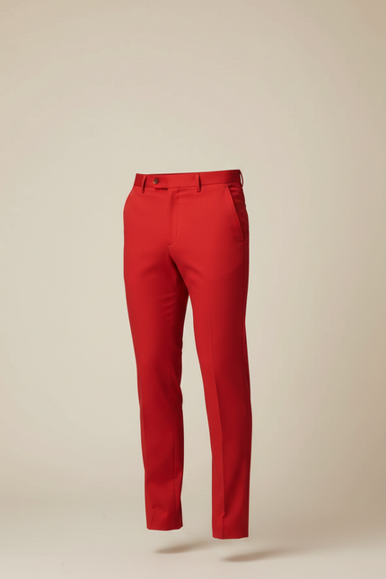 Pantalon Chino Rouge Vif Slim Élégant Homme - Gabardine - vue 3