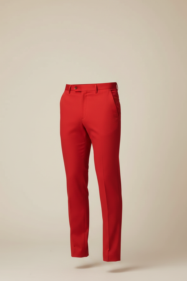 Pantalon Chino Rouge Vif Slim Élégant Homme - Gabardine - vue 3