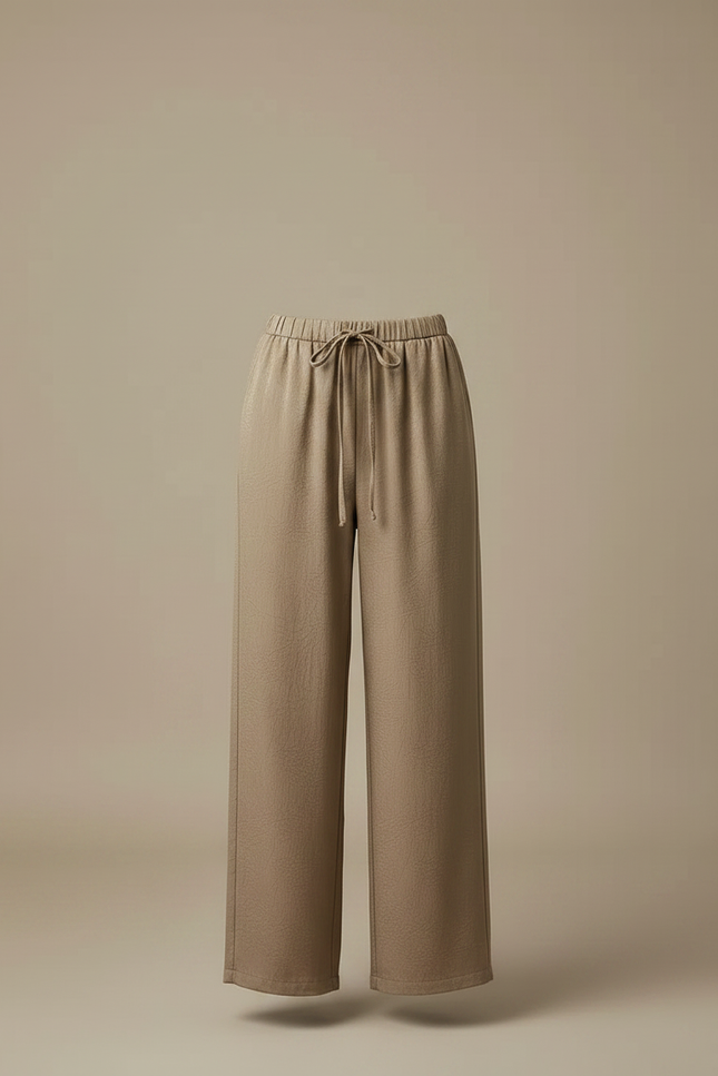 Pantalon Chino Kaki Fluide Taille Haute Décontracté - Viscose - vue 3