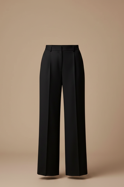 Pantalon Chino Noir Ample Plissé Élégant Femme - Gabardine - vue 3