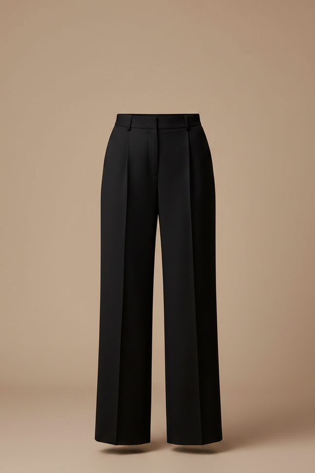 Pantalon Chino Noir Ample Plissé Élégant Femme - Gabardine - vue 3
