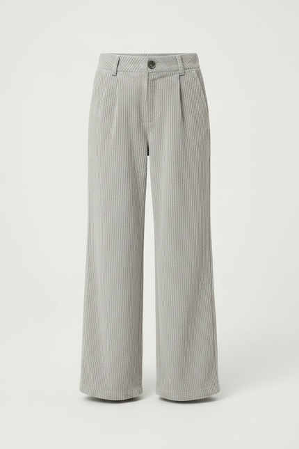 Pantalon Chino Gris Côtelé Droit Enfant Décontracté - Cordé - vue 3