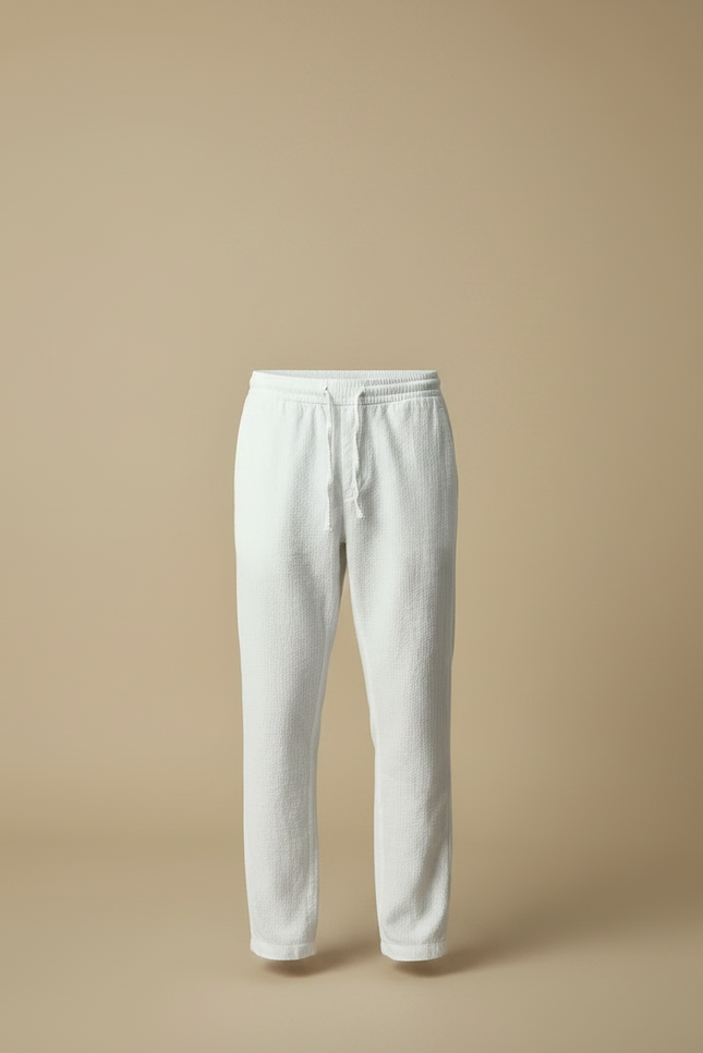 Pantalon Chino Blanc Lin Coton Droit Décontracté Homme - vue 3