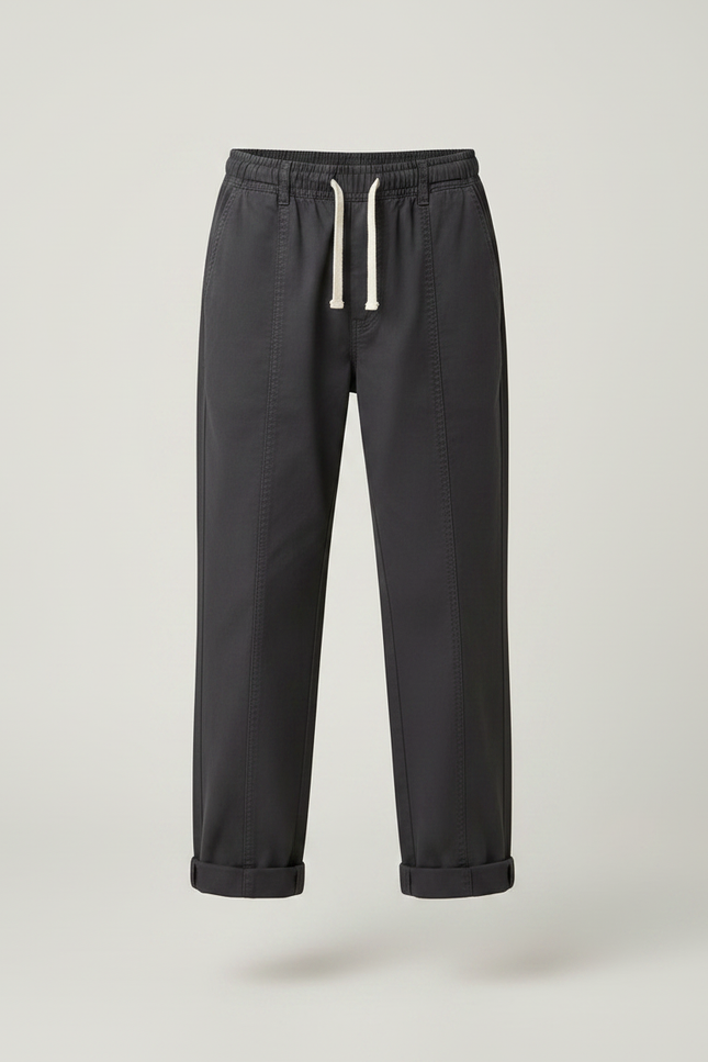 Pantalon Chino Garçon Coton Ample Gris Décontracté - vue 3