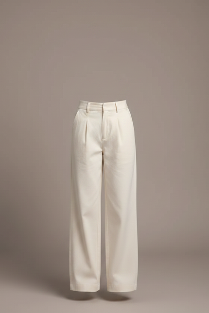 Pantalon Chino Crème Ample Coton Enfant Décontracté - Beige - vue 3