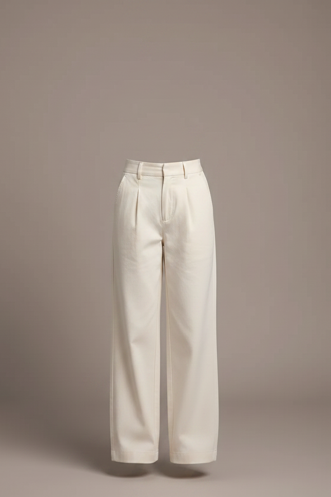 Pantalon Chino Crème Ample Coton Enfant Décontracté - Beige - vue 3