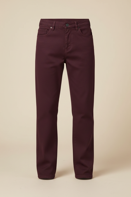 Pantalon Chino Bordeaux Coton Droit Décontracté Enfant - vue 3