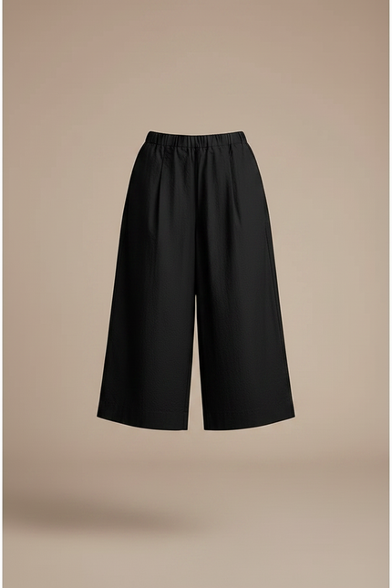 Pantalon Chino Femme Noir Coupe Ample Coton - Toile - vue 3
