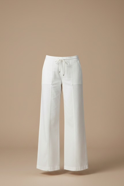 Pantalon Chino Blanc Ample Coton Décontracté Femme - vue 3