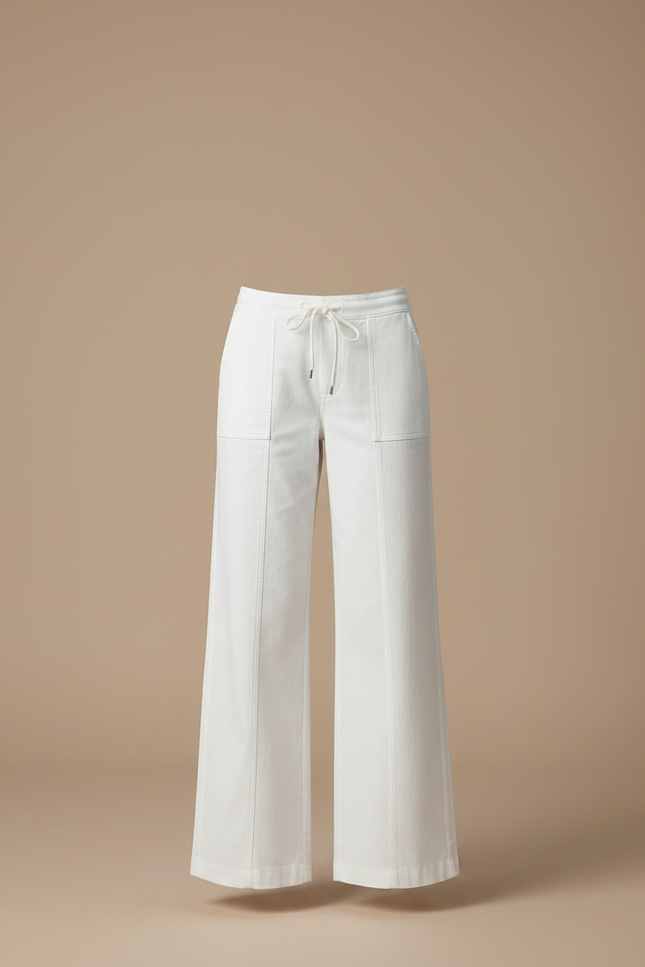 Pantalon Chino Blanc Ample Coton Décontracté Femme - vue 3