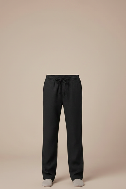 Pantalon Chino Noir Lin Cordon Décontracté Garçon - vue 3