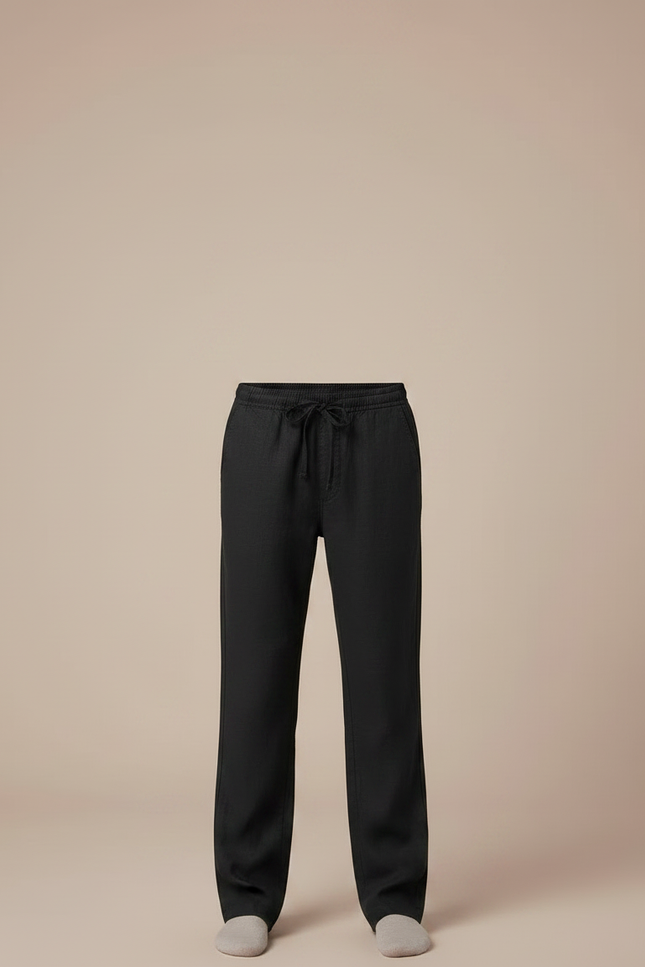 Pantalon Chino Noir Lin Cordon Décontracté Garçon - vue 3