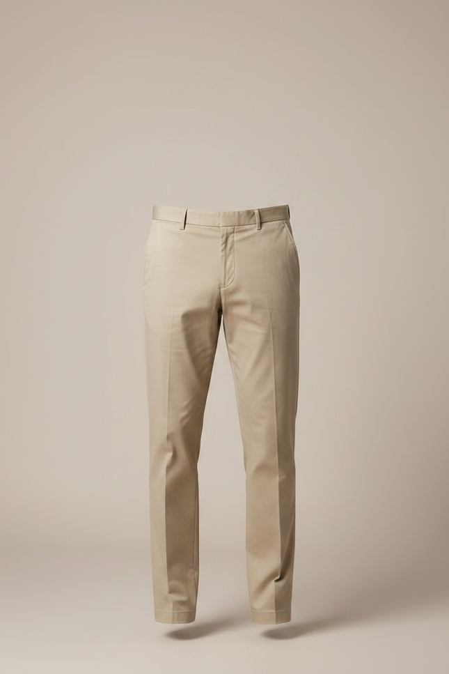 Pantalon Chino Beige Coton Coupe Droite Élégant Homme - vue 3