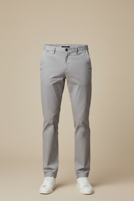 Pantalon Chino Gris Clair Coton Slim Élégant Homme - vue 3