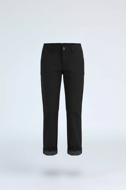 Pantalon Chino Noir Droit Enfant Coton Simple - vue 3