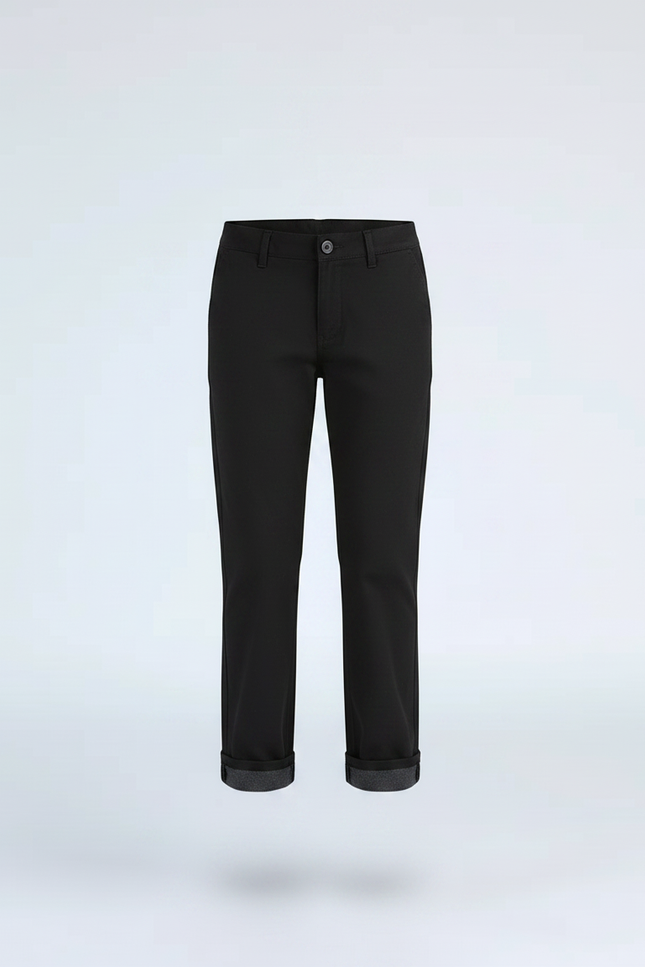 Pantalon Chino Noir Droit Enfant Coton Simple - vue 3