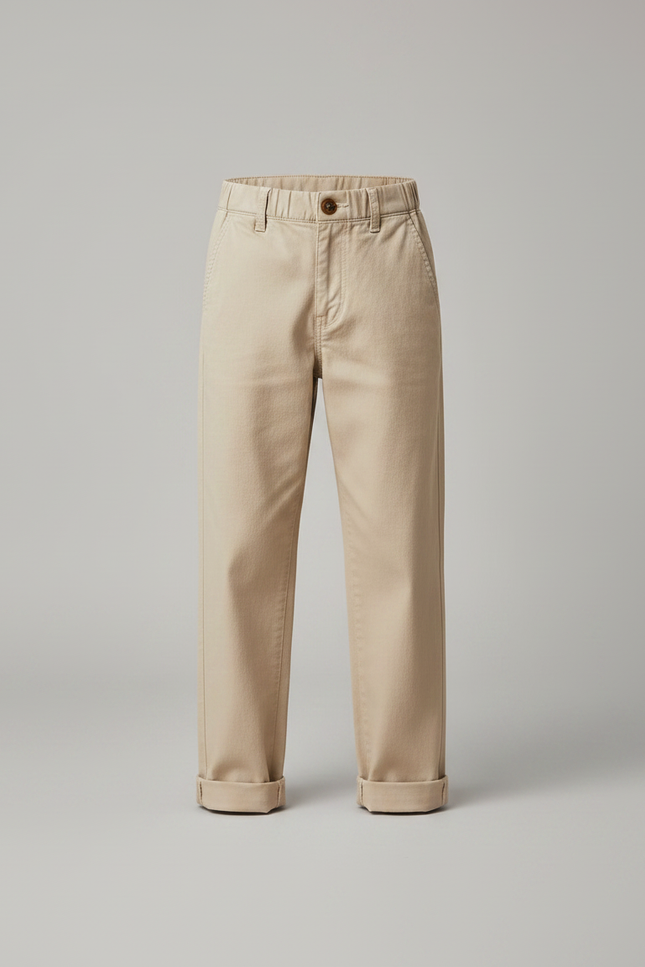 Pantalon Chino Beige Coton Droit Confort Enfant - Gabardine - vue 3