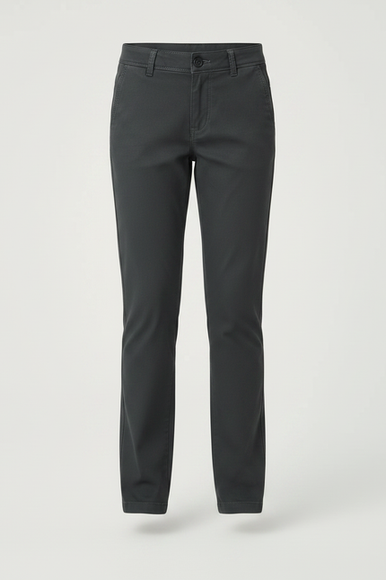 Pantalon Chino Gris Fille Coton Décontracté - vue 3