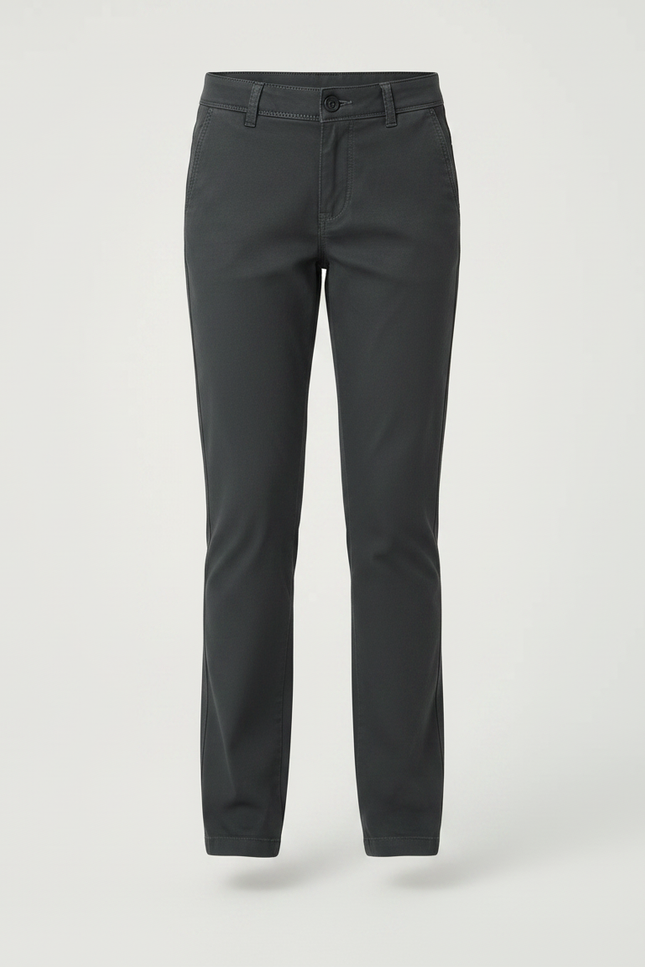 Pantalon Chino Gris Fille Coton Décontracté - vue 3