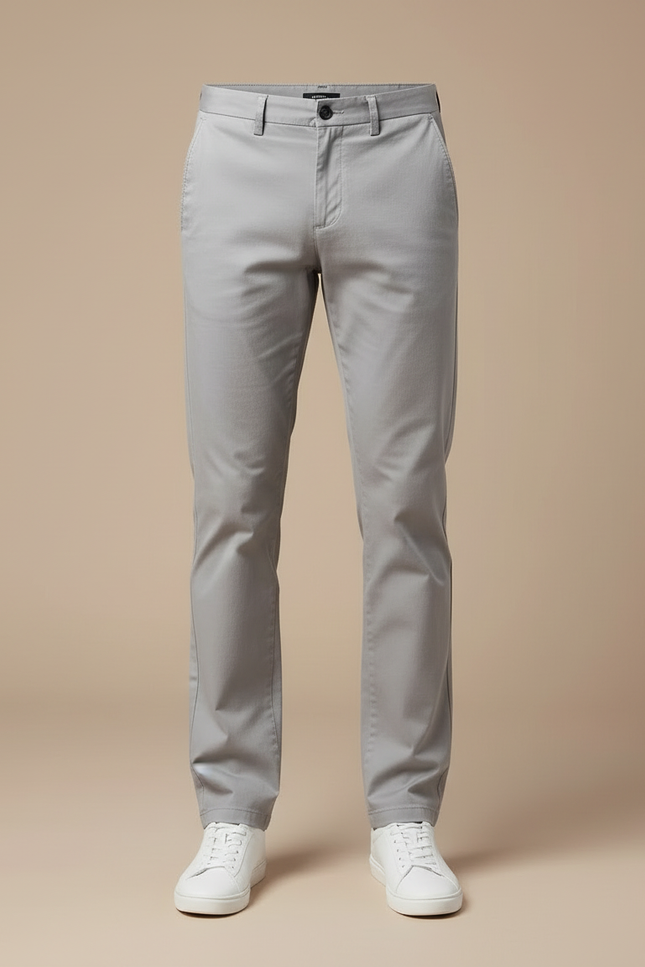 Pantalon Chino Gris Clair - Coton - vue 3