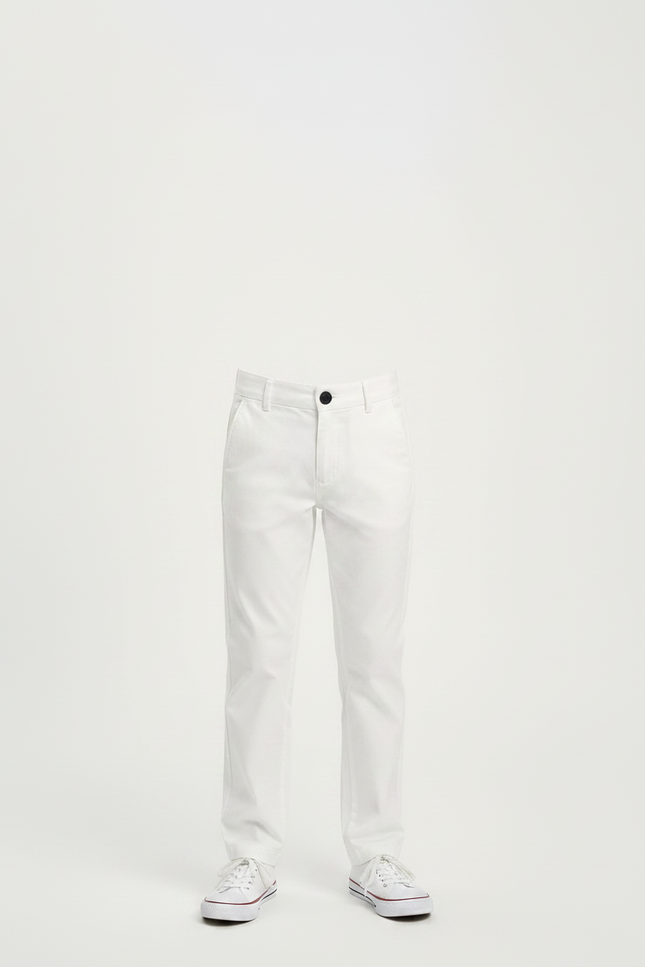 Pantalon Chino Blanc Droit Coton Garçon Élégant - vue 3