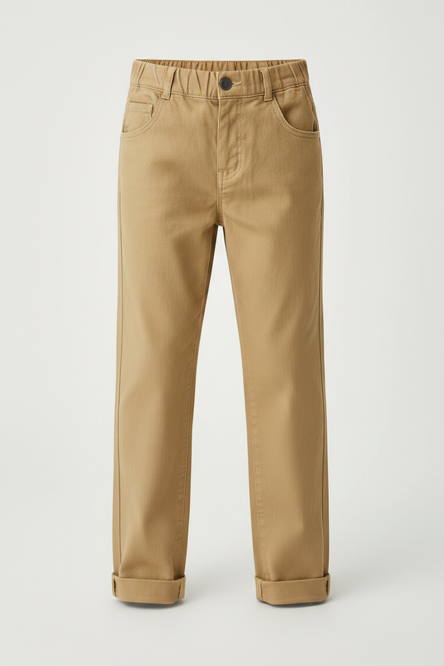 Pantalon Chino Kaki Coton Décontracté Enfant Élastique - Gabardine - vue 3