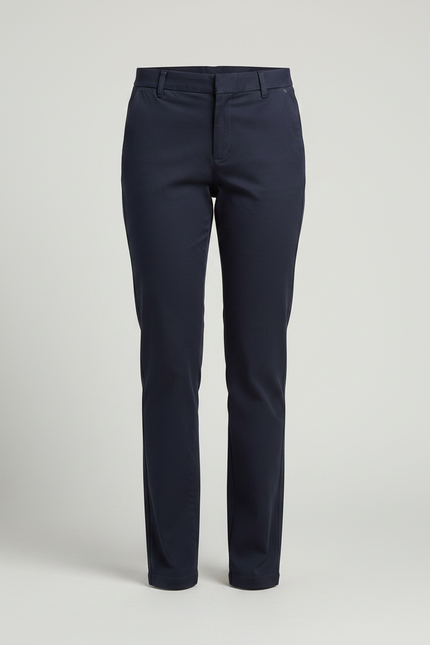 Pantalon Chino Bleu Marine Coupe Droite Femme Élégant - Gabardine - vue 3
