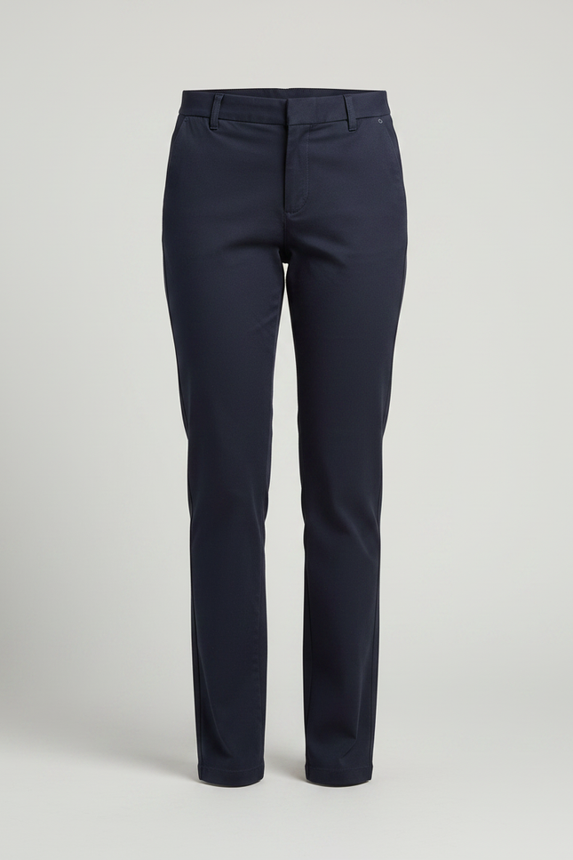 Pantalon Chino Bleu Marine Coupe Droite Femme Élégant - Gabardine - vue 3