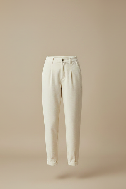 Pantalon Chino Beige Côtelé Décontracté Ample Femme - Cordé - vue 3