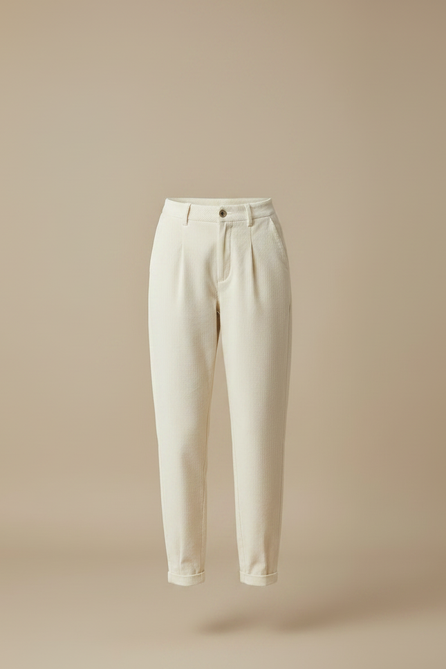 Pantalon Chino Beige Côtelé Décontracté Ample Femme - Cordé - vue 3