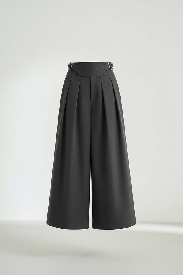 Pantalon Chino Gris Plissé Ample Décontracté Femme - Gabardine - vue 3