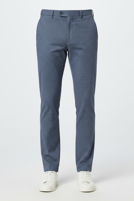 Pantalon Chino Bleu Marine Motif Micro Droit Homme - Polyester - vue 3