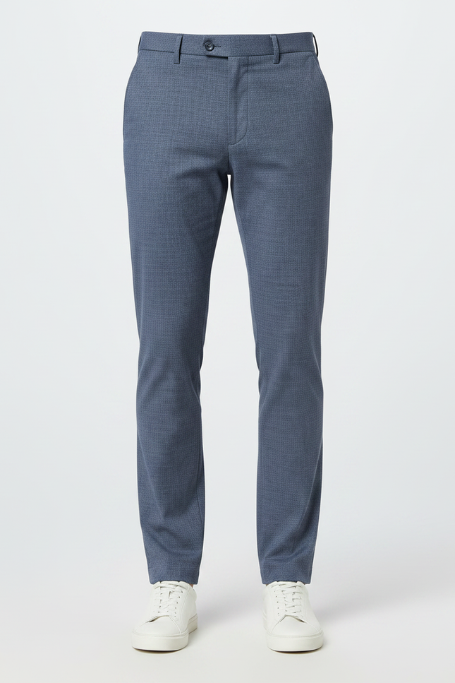 Pantalon Chino Bleu Marine Motif Micro Droit Homme - Polyester - vue 3