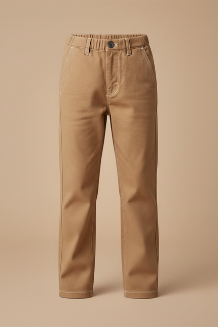 Pantalon Chino En Jean - Kaki Coton - vue 3