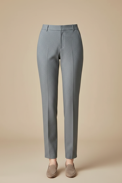 Pantalon Chino Gris Droit Taille Haute Élégant Femme - Gabardine - vue 3