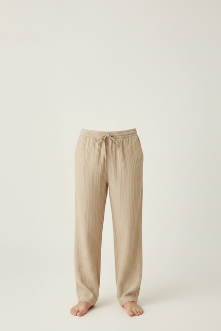 Pantalon Chino Beige Côtelé Ample Coton Enfant Décontracté - Cordé - vue 3