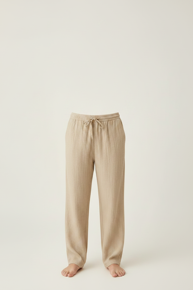 Pantalon Chino Beige Côtelé Ample Coton Enfant Décontracté - Cordé - vue 3