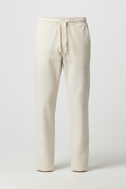 Pantalon Chino Écru Coton Droit Décontracté Homme - Beige - vue 3