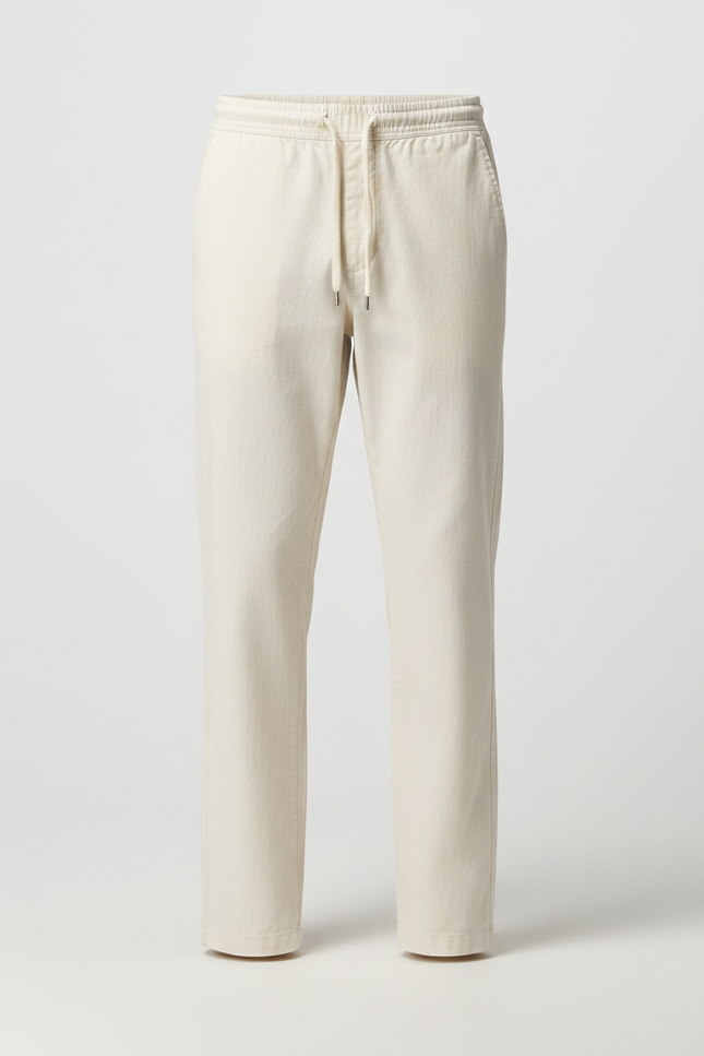 Pantalon Chino Écru Coton Droit Décontracté Homme - Beige - vue 3