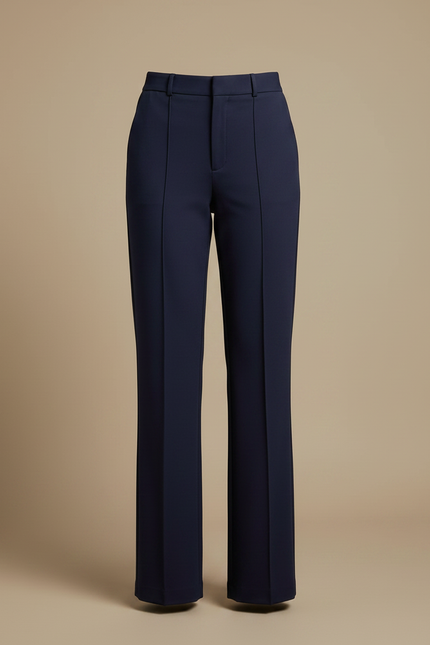 Pantalon Chino Bleu Marine Droit Élégant Femme - Gabardine - vue 3