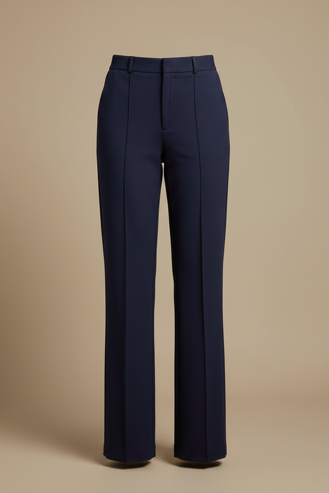 Pantalon Chino Bleu Marine Droit Élégant Femme - Gabardine - vue 3