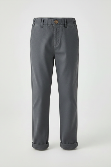 Pantalon Chino Gris Coton Droit Décontracté Enfant - vue 3