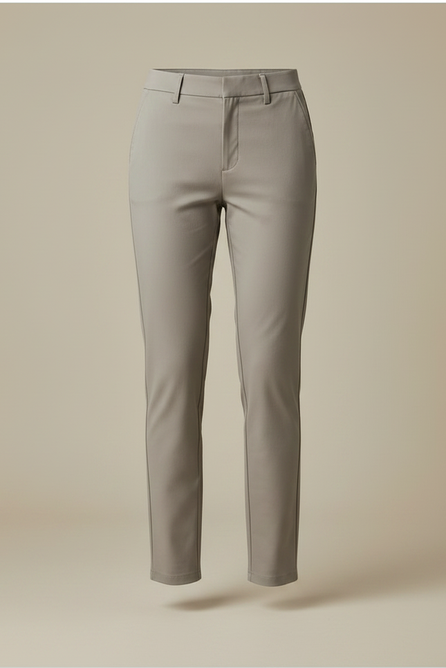 Pantalon Chino Gris Clair Slim Élégant Femme - Gabardine - vue 3