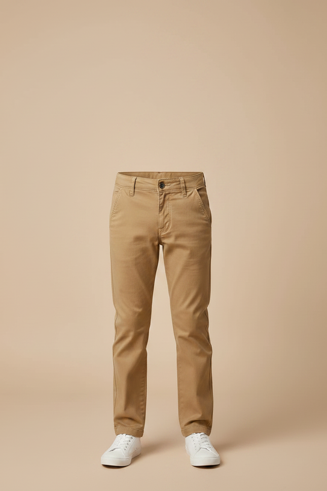 Pantalon Chino Kaki Coton Coupe Droite Confortable - vue 3