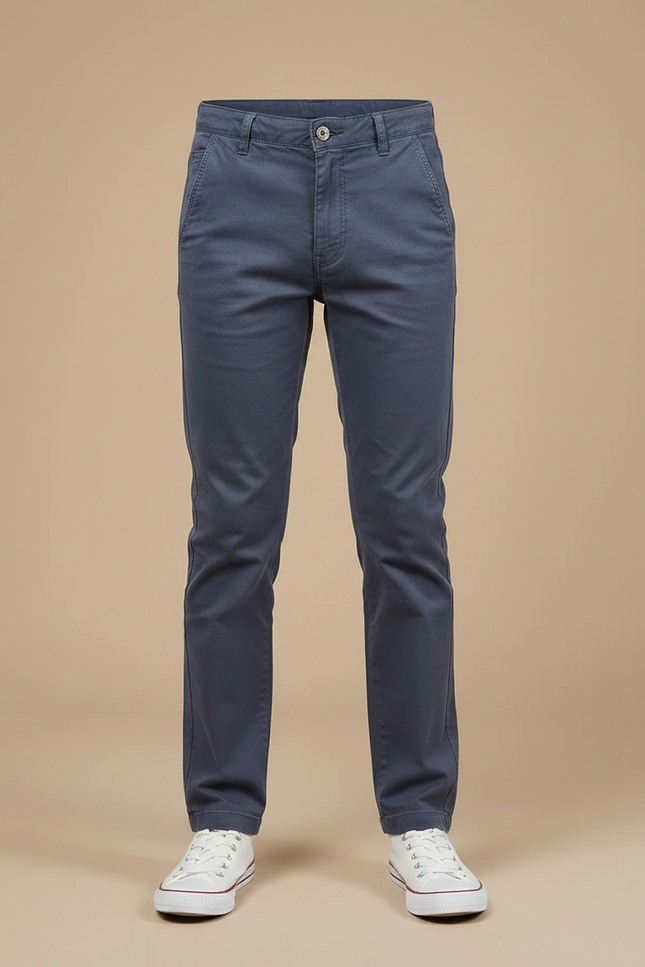 Pantalon Chino Bleu Marine Coton Slim Enfant - vue 3