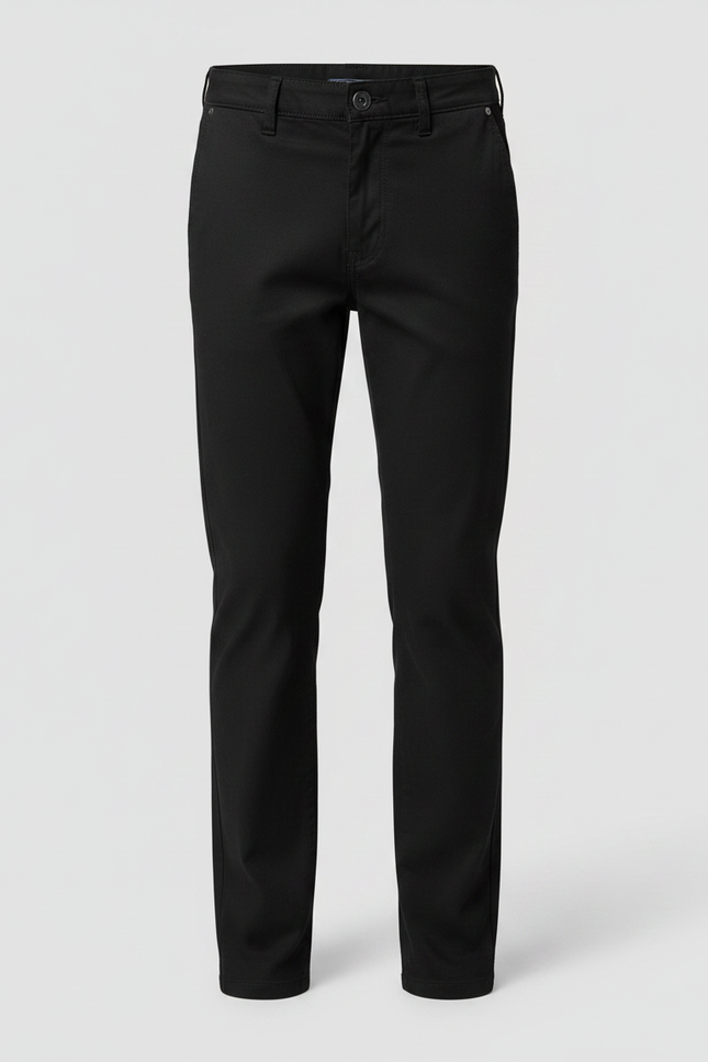 Pantalon Chino Noir Coton Coupe Droite Enfant Garçon - vue 3