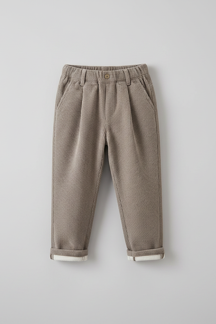 Pantalon Chino Garçon Marron Tapered Velours Côtelé - Cordé - vue 3