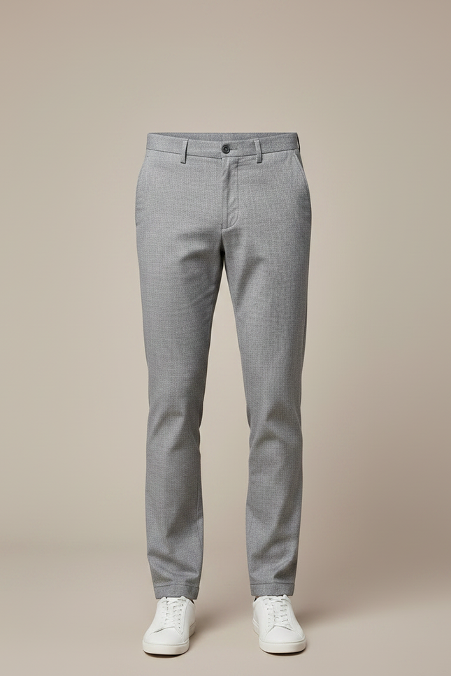 Pantalon Chino Gris Slim Micro-Motif Décontracté Homme - Polyester - vue 3