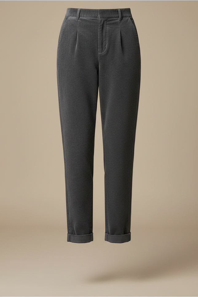 Pantalon Chino Femme Gris - Cordé - vue 3