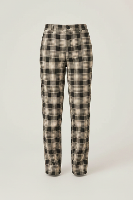 Pantalon Chino Carreaux Beige Ample Décontracté Fille - Laine - vue 3
